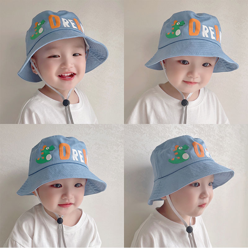 Dječja ribarska kapa s dinosaurem – velika obodna kapa, ravni vrh, proljeće-jesen, UV zaštita, prozračna, protiv insekata, pamuk-poliester mješavina
