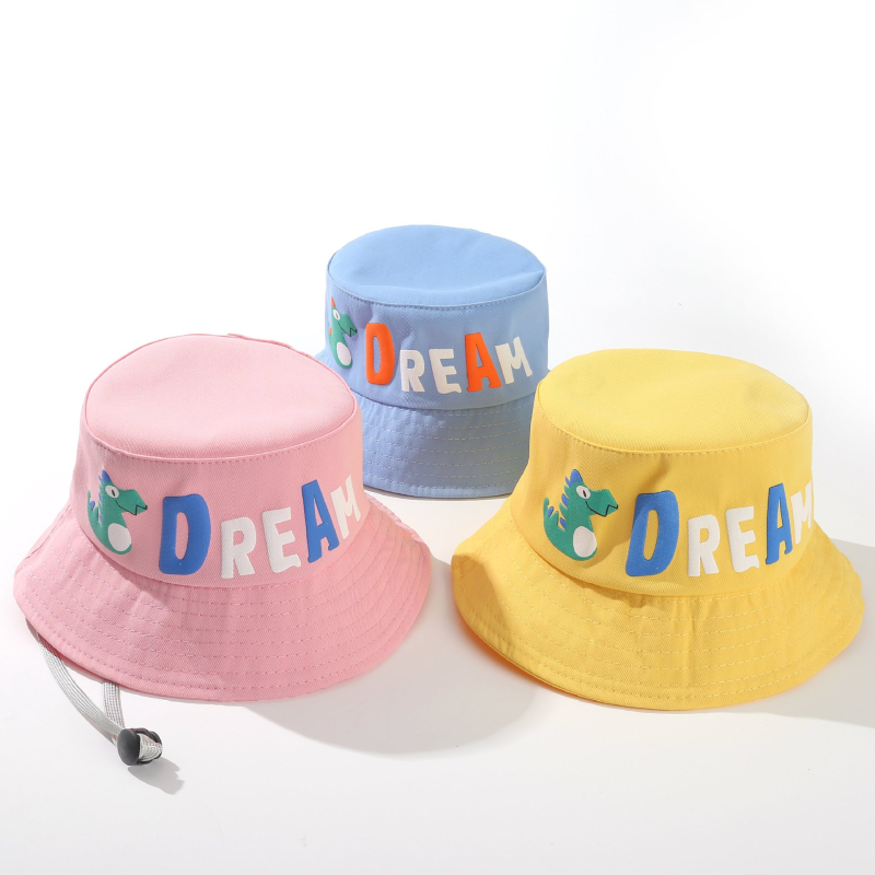 Dječja ribarska kapa s dinosaurem – velika obodna kapa, ravni vrh, proljeće-jesen, UV zaštita, prozračna, protiv insekata, pamuk-poliester mješavina