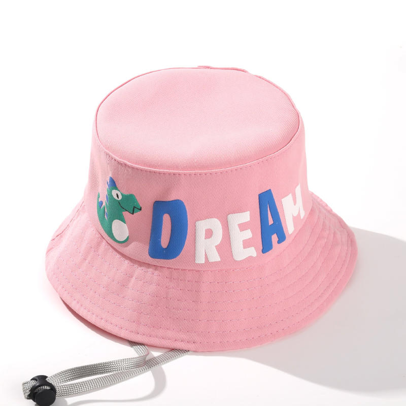 Dječja ribarska kapa s dinosaurem – velika obodna kapa, ravni vrh, proljeće-jesen, UV zaštita, prozračna, protiv insekata, pamuk-poliester mješavina
