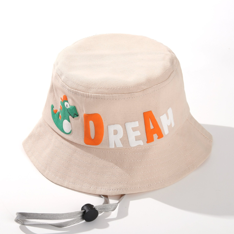 Dječja ribarska kapa s dinosaurem – velika obodna kapa, ravni vrh, proljeće-jesen, UV zaštita, prozračna, protiv insekata, pamuk-poliester mješavina