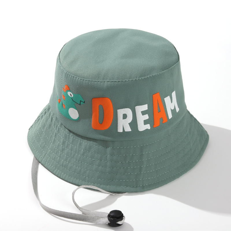 Dječja ribarska kapa s dinosaurem – velika obodna kapa, ravni vrh, proljeće-jesen, UV zaštita, prozračna, protiv insekata, pamuk-poliester mješavina
