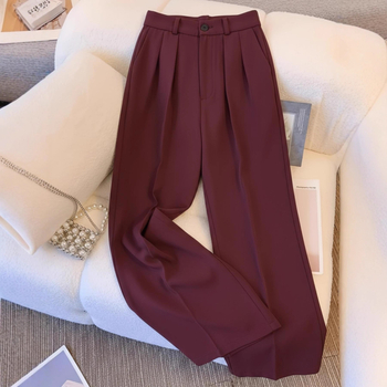 Široke hlače, srednji pojas, dugi, jednostavna tkanina s elastanom, srednja elastičnost