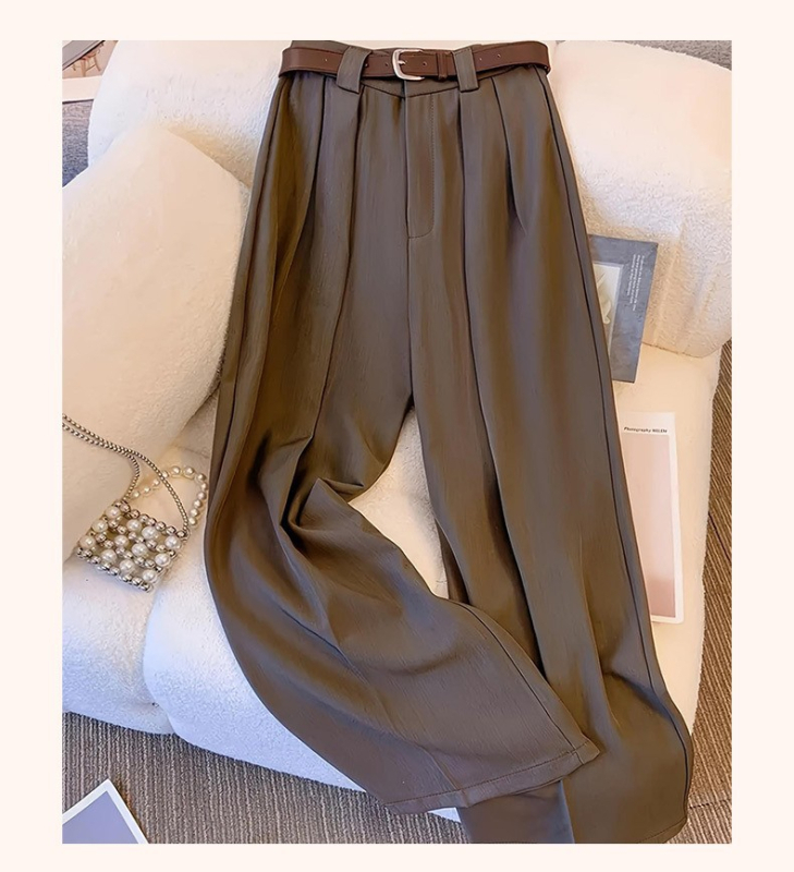 Široke hlače, srednji pojas, dugi, jednostavna tkanina s elastanom, srednja elastičnost