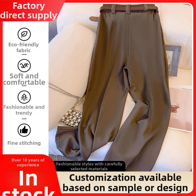 Široke hlače, srednji pojas, dugi, jednostavna tkanina s elastanom, srednja elastičnost