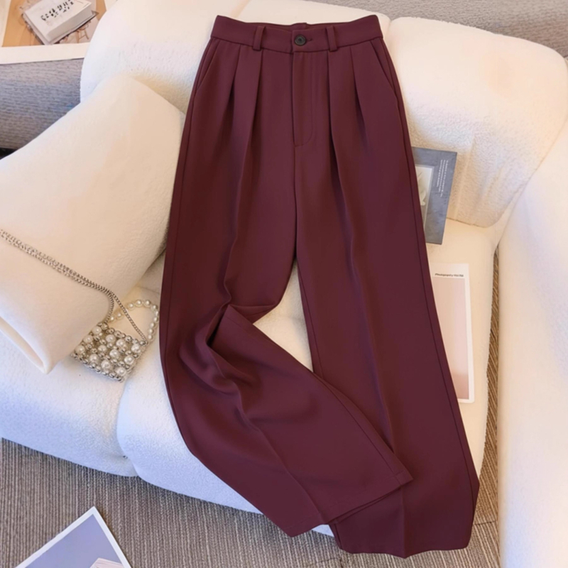 Široke hlače, srednji pojas, dugi, jednostavna tkanina s elastanom, srednja elastičnost