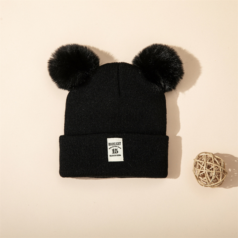 Pulover kapa za bebe od debelog pletenog materijala s zaštitom za uši, kupolasti vrh, akrilna tkanina, uzrast 0-24 mjeseca