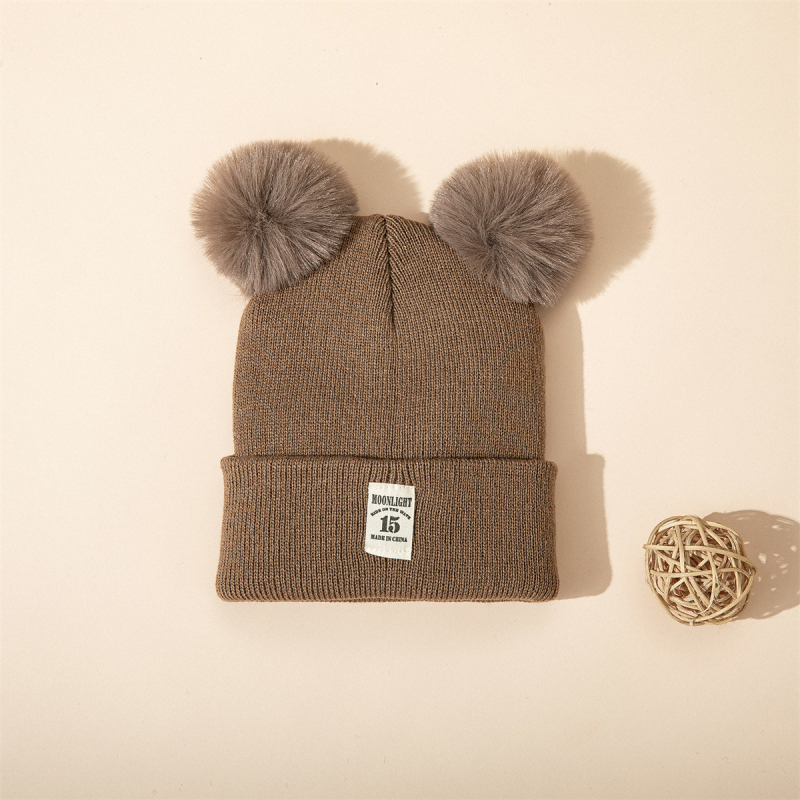 Pulover kapa za bebe od debelog pletenog materijala s zaštitom za uši, kupolasti vrh, akrilna tkanina, uzrast 0-24 mjeseca