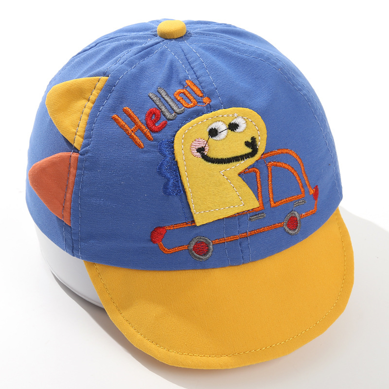 Šešir baseball s dinosaurskim izšivkom, zakrivljeni rub, prozračan poliester, zaštita od sunca, za djecu 0–4 godine, upotreba tijekom cijele godine