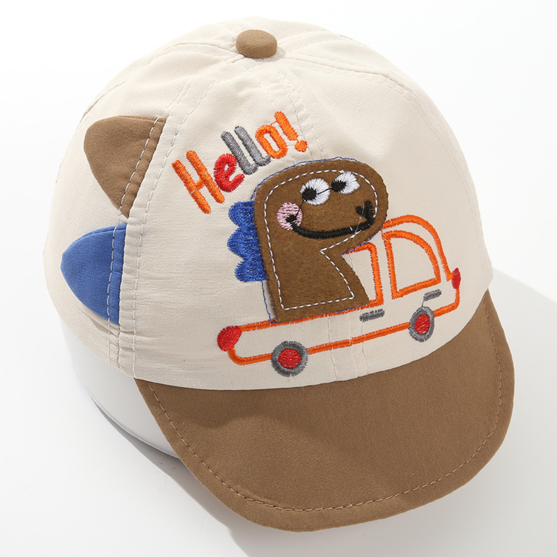 Šešir baseball s dinosaurskim izšivkom, zakrivljeni rub, prozračan poliester, zaštita od sunca, za djecu 0–4 godine, upotreba tijekom cijele godine