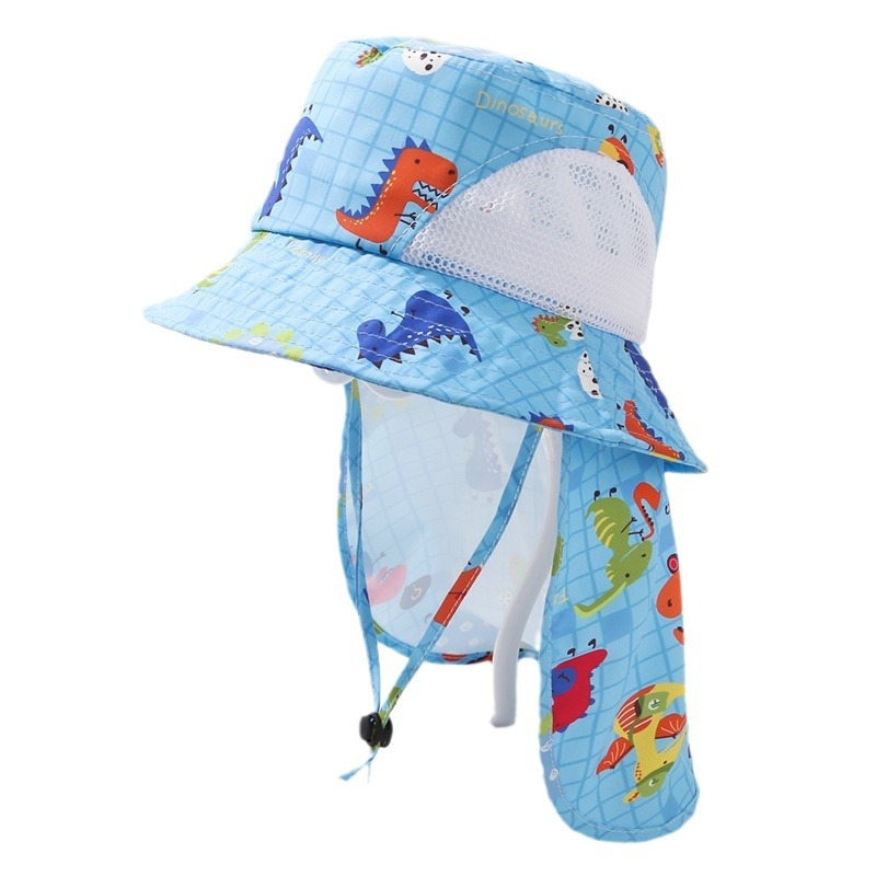 Dječja bucket kapa s printom dinosaura, prozračna mreža, UV zaštita, prošireni rub