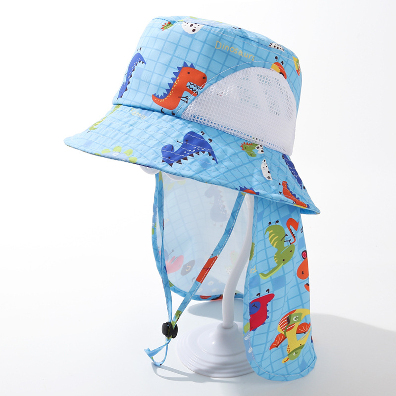 Dječja bucket kapa s printom dinosaura, prozračna mreža, UV zaštita, prošireni rub