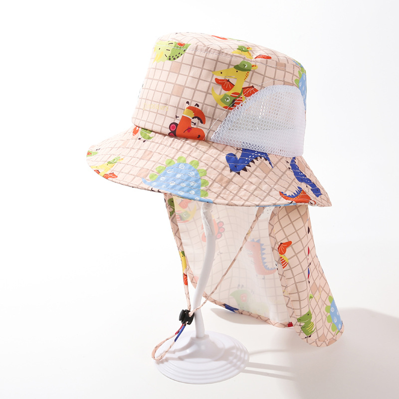Dječja bucket kapa s printom dinosaura, prozračna mreža, UV zaštita, prošireni rub
