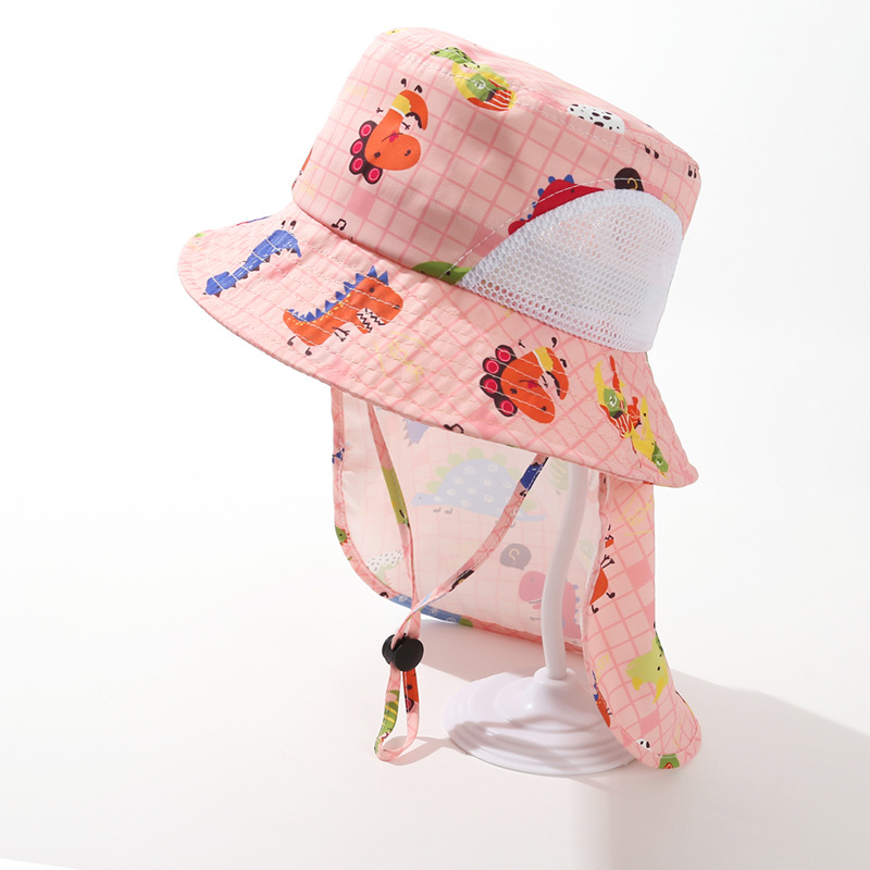 Dječja bucket kapa s printom dinosaura, prozračna mreža, UV zaštita, prošireni rub