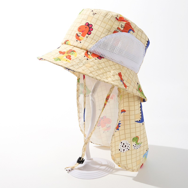 Dječja bucket kapa s printom dinosaura, prozračna mreža, UV zaštita, prošireni rub