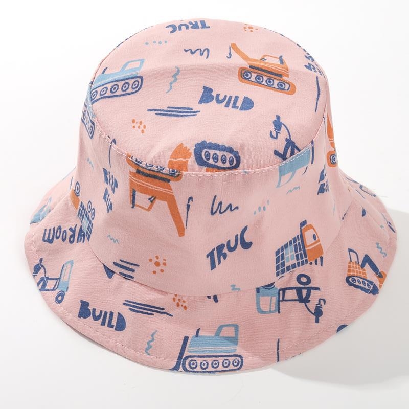 Dječja ribarska kapa s dizajnom auta – Poliester 71–80%, Četiri godišnja doba, Prozračna, Otporna na vjetar, Zaštita od sunca, Plosnati vrh, Kratki rub, Uzrast 0–4 godina