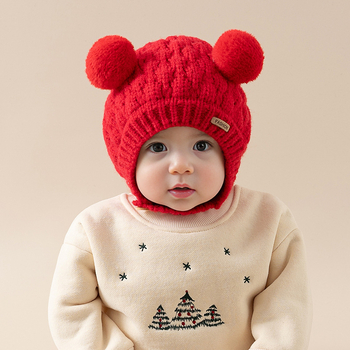 Dječja vunena kapa – Topla, otporna na vjetar, kupolasti vrh, Vintage retro stil, Seven Pomelo (Vuna; Zima; Djeca 6–12 mjeseeci i 1–2 godine)