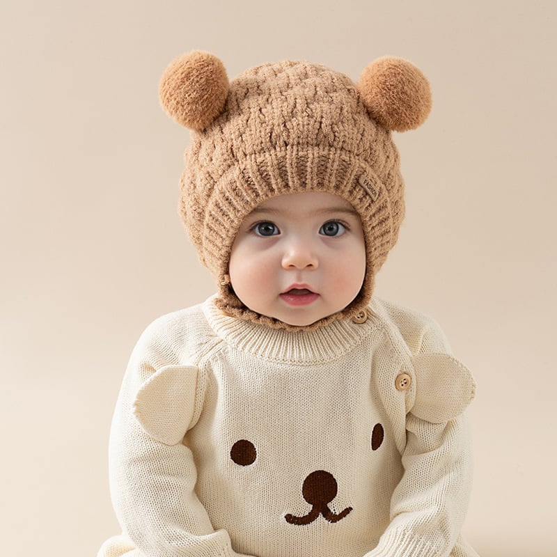 Dječja vunena kapa – Topla, otporna na vjetar, kupolasti vrh, Vintage retro stil, Seven Pomelo (Vuna; Zima; Djeca 6–12 mjeseeci i 1–2 godine)