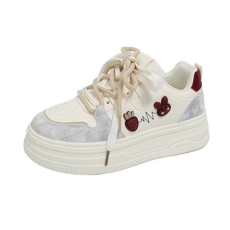 Ženske tenisice s debelim potplatom za povećanje visine, PU gornji dio, gumena potplata, srednja visina pete 3–5 cm, okrugli vrh, niski gležanj