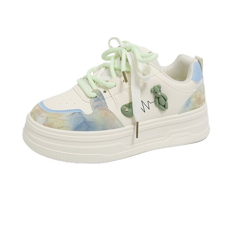 Ženske tenisice s debelim potplatom za povećanje visine, PU gornji dio, gumena potplata, srednja visina pete 3–5 cm, okrugli vrh, niski gležanj