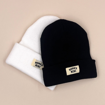 MAMA'S MINI dječja pletena kapa, zvonoliki vrh, topla akrilna tkanina, zimska sezona