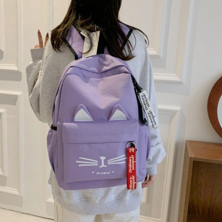 Batoh s mačacími ušami, Unisex, Oxford látka, 20–35 L, USB rozhranie, vhodný pre 16-palcový notebook, mestský štýl pre školu