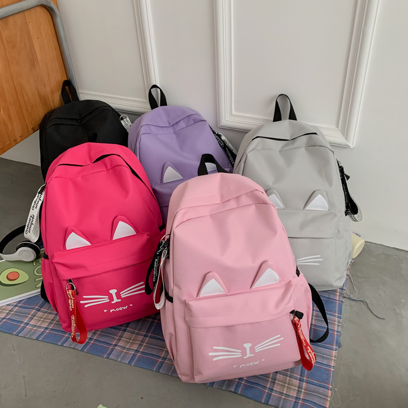 Batoh s mačacími ušami, Unisex, Oxford látka, 20–35 L, USB rozhranie, vhodný pre 16-palcový notebook, mestský štýl pre školu