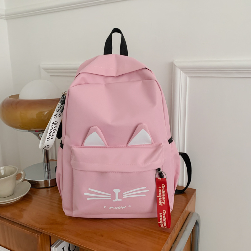 Batoh s mačacími ušami, Unisex, Oxford látka, 20–35 L, USB rozhranie, vhodný pre 16-palcový notebook, mestský štýl pre školu