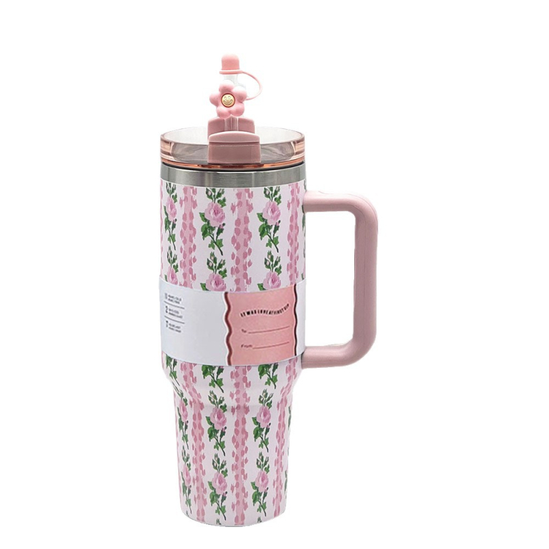 Izolovaný automobilový pohár s držadlom, dvojitá stena, vnútorná 304 nerez oceľ, skrutkovacie viečko, 6-12 h izolácie