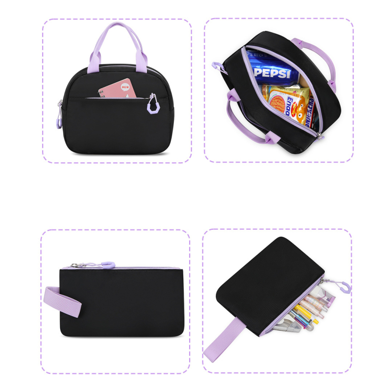 Mergaitėms skolas kuprinė, Oxford audinys, kvėpuojanti, atspari vandeniui, spalvų blokavimo raštas, peties dirželiai su oro pagalvėle