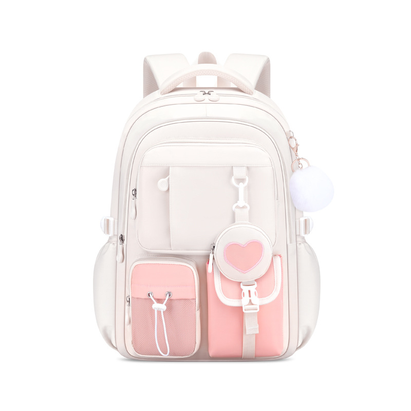 Mergaitėms skolas kuprinė, Oxford audinys, kvėpuojanti, atspari vandeniui, spalvų blokavimo raštas, peties dirželiai su oro pagalvėle