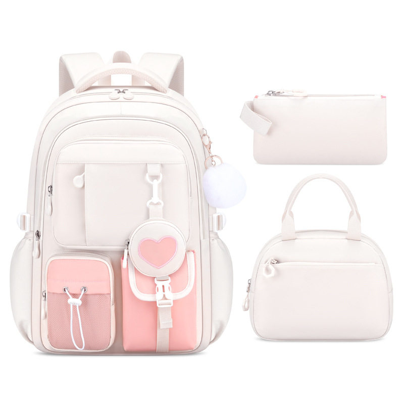 Mergaitėms skolas kuprinė, Oxford audinys, kvėpuojanti, atspari vandeniui, spalvų blokavimo raštas, peties dirželiai su oro pagalvėle