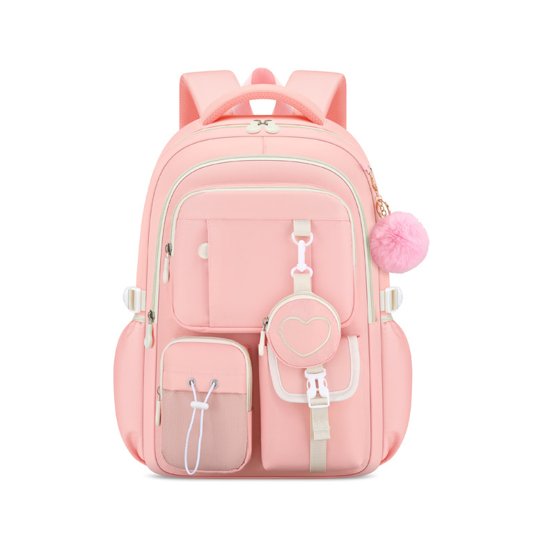 Mergaitėms skolas kuprinė, Oxford audinys, kvėpuojanti, atspari vandeniui, spalvų blokavimo raštas, peties dirželiai su oro pagalvėle