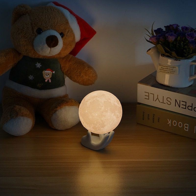 3D noćna lampa s mjesecom – USB napajanje, PVC abažur, dodirni prekidač, inteligentno upravljanje
