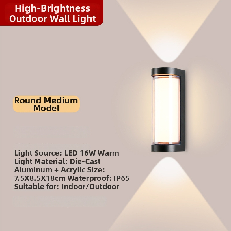 LED vonkajšia stenová lampa s hliníkovým telom, IP65, 900 lm, 12/16/24 W, 3000/4000/6000 K