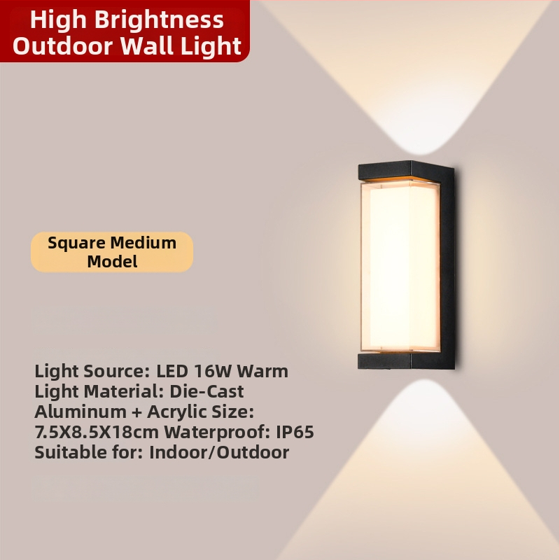 LED vonkajšia stenová lampa s hliníkovým telom, IP65, 900 lm, 12/16/24 W, 3000/4000/6000 K