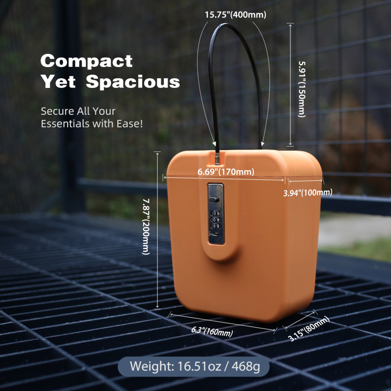 Prenosná ABS skrinka s heslom, model 04BX, hrúbka zámkovej tyče 5 mm, rozostup zámkov 105 mm; vhodná pre kľúče, karty, šperky a okuliare.