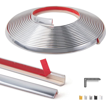 PVC samolepiaci rohový okrajový pás – lesklý kovový vzhľad, model Yt308, štýl: plochý / moderný minimalistický / dostupný luxus, určený pre strop, rám okna a rám dverí