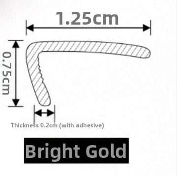 PVC samolepiaci rohový okrajový pás – lesklý kovový vzhľad, model Yt308, štýl: plochý / moderný minimalistický / dostupný luxus, určený pre strop, rám okna a rám dverí