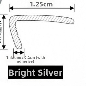 PVC samolepiaci rohový okrajový pás – lesklý kovový vzhľad, model Yt308, štýl: plochý / moderný minimalistický / dostupný luxus, určený pre strop, rám okna a rám dverí