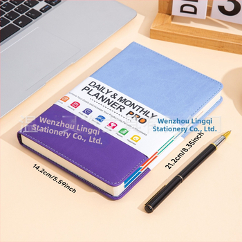 Denník na denný plán s imitáciou kože, šitá väzba, Daolin papier, 80G, 100–200 strán