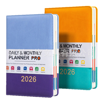 Denník na denný plán s imitáciou kože, šitá väzba, Daolin papier, 80G, 100–200 strán