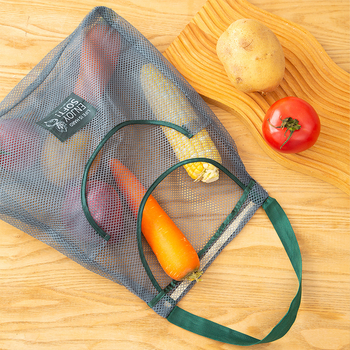 Kuchynská zavesná taška na ovocie a zeleninu s úložným priestorom na cesnak a zázvor, dýchajúca sieťovina z polyesteru, na stenu