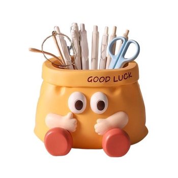 Držač za olovke s dekorom od svilenog cvijeta, dizajn papirnate vrećice, velik kapacitet, stolna dekoracija