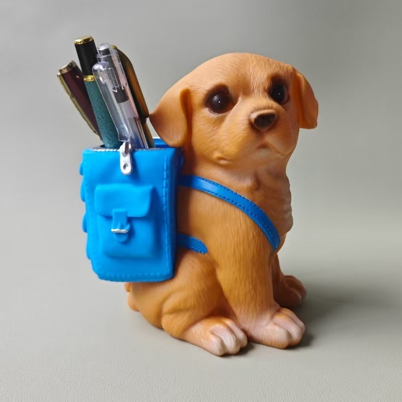 Držač za olovke s dekorom od svilenog cvijeta, dizajn papirnate vrećice, velik kapacitet, stolna dekoracija