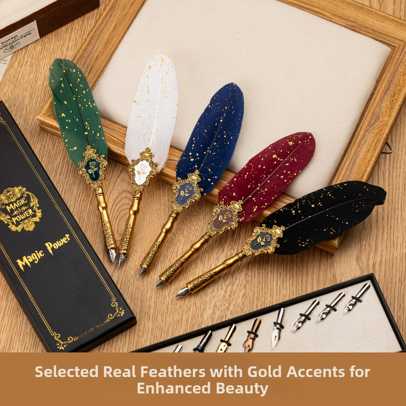 SP394 Európsky štýl Dip pero set, kovové telo, nib z nehrdzavejúcej ocele, systém napĺňania potápajúcej sa do vody, darčeková krabička