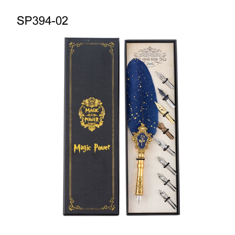 SP394 Európsky štýl Dip pero set, kovové telo, nib z nehrdzavejúcej ocele, systém napĺňania potápajúcej sa do vody, darčeková krabička