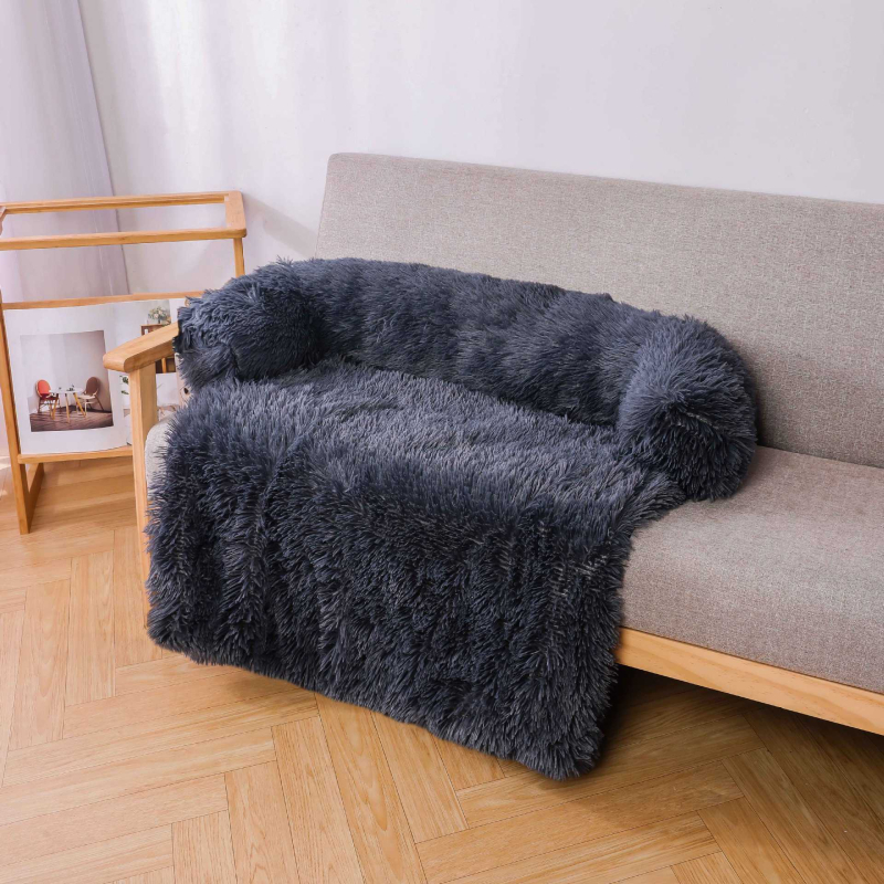 Pravokutni plišani kauč za kućne ljubimce, za mačke i pse, s uklonjivom i pranjem navlake; materijal: tkanina; protuklizna podloga.