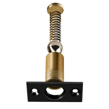 Meďový doraz na dvere s nastaviteľnou pružinou, zapustený typ pre montáž na dvere, leštený a elektrolytický povrch