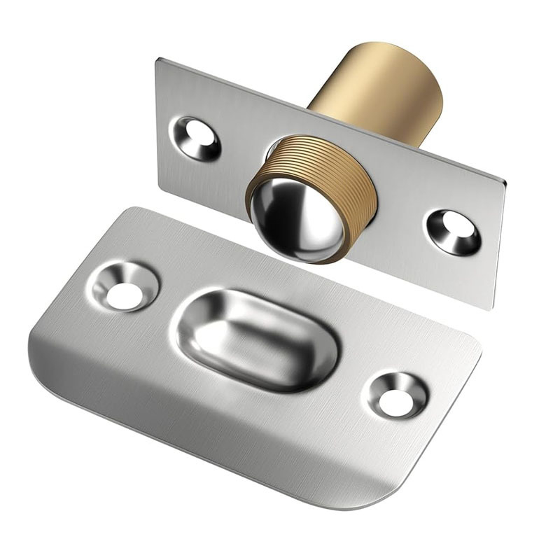 Meďový doraz na dvere s nastaviteľnou pružinou, zapustený typ pre montáž na dvere, leštený a elektrolytický povrch