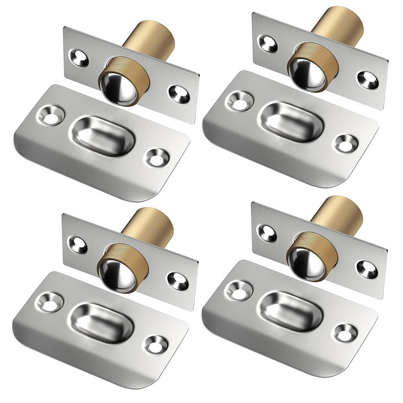 Meďový doraz na dvere s nastaviteľnou pružinou, zapustený typ pre montáž na dvere, leštený a elektrolytický povrch